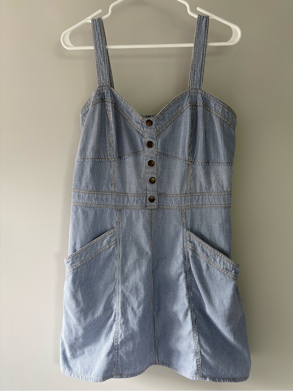 Japna Denim Pinstripe Dress with Button Front